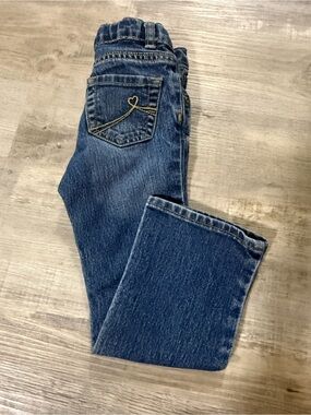 Place Girls Dark Blue Denim Jeans with Heart Stitch